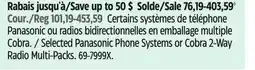 Canadian Tire Selected Panasonic Phone Systems or Cobra 2-Way Radio Multi-Packs offer