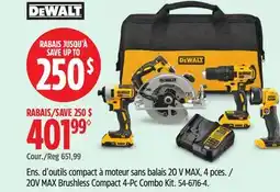 Canadian Tire Dewalt 20V MAX Brushless Compact 4-Pc Combo Kit offer