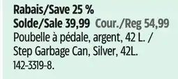 Canadian Tire type A Step Garbage Can, Silver, 42L offer