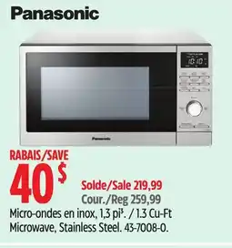 Canadian Tire Panasonic 1.3 Cu-Ft Microwave, Stainless Steel offer