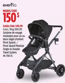 Canadian Tire Evenflo Pivot Xpand Modular Single-to-Double Travel System offer