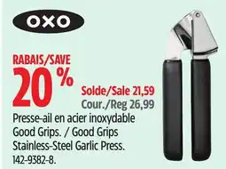 Canadian Tire Oxo Good Grips Stainless-Steel Garlic Press offer