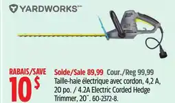 Canadian Tire Yardworks 4.2A Electric Corded Hedge Trimmer, 20˝ offer