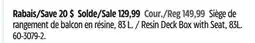 Canadian Tire Resin Deck Box with Seat, 83L offer