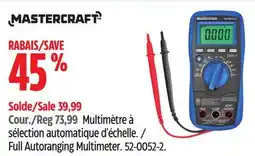 Canadian Tire Mastercraft Full Autoranging Multimeter offer