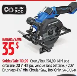 Canadian Tire MASTERCRAFT 20V Brushless 41⁄2˝ Mini Circular Saw, Tool Only offer