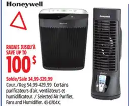 Canadian Tire Honeywell Selected Air Purifier, Fans and Humidifier offer