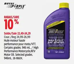 Canadian Tire ROYAL PURPLE High Performance Motorcycle/ATV Motor Oil offer