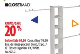Canadian Tire Closetmaid 12 Closet Organizer KIt White offer