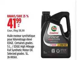 Canadian Tire Castrol EDGE High Mileage Full Synthetic Motor Oil. Selected grades. 5L offer