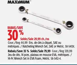 Canadian Tire MAXIMUM Ratcheting Wrench Set offer