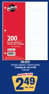 Jean Coutu HILROY Ruled sheets offer