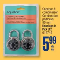 Jean Coutu EQUATION Combination padlocks offer