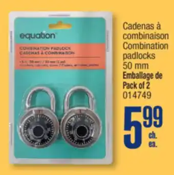 Jean Coutu EQUATION Combination padlocks offer