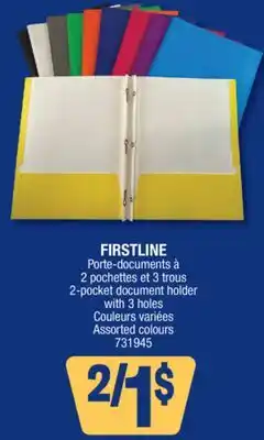 Jean Coutu FIRSTLINE 2-pocket document holder with 3 holes offer