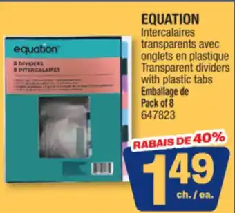 Jean Coutu EQUATION Transparent dividers with plastic tabs offer