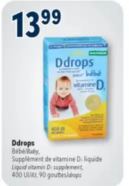 Familiprix Ddrops Baby, Liquid vitamin D3 supplement, 400 UI, 90 offer