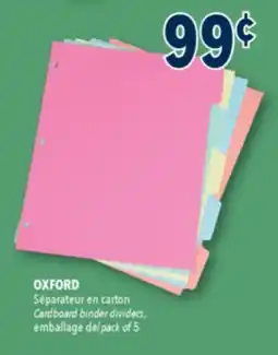 Familiprix OXFORD Cardboard binder dividers, pack of 5 offer