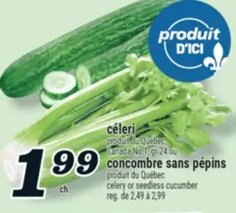 Marché Richelieu CÉLERI OU CONCOMBRE SANS PÉPINS | CELERY OR SEEDLESS CUCUMBER offer