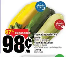 Super C courgettes vertes ou jaunes, courgettes grises | green, yellow or grey zucchini squashes offer