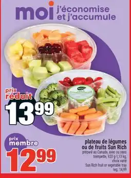 Super C plateau de légumes ou de fruits Sun Rich | Sun Rich fruit or vegetable tray offer