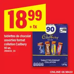 Maxi TABLETTES DE CHOCOLAT ASSORTIES FORMAT COLLATION CADBURY, 90 UN offer
