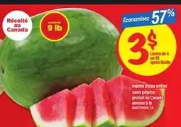 Maxi MELON D'EAU ENTIER SANS PÉPINS, ENVIRON 9 LB offer