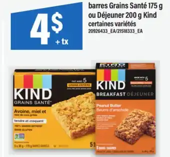 Maxi BARRES GRAINS SANTÉ, 175 G OU DÉJEUNER, 200 G KIND offer