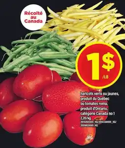 Maxi HARICOTS VERTS OU JAUNES, OU TOMATES ROMA offer