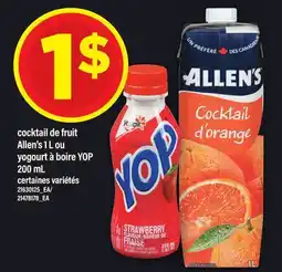 Maxi COCKTAIL DE FRUIT ALLEN'S, 1 L OU YOGOURT À BOIRE YOP, 200 ML offer