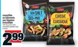 Super C CROUSTILLES OU BÂTONNETS AUX LÉGUMES IRRÉSISTIBLE | IRRÉSISTIBLE VEGETABLE CHIPS OR STICKS offer