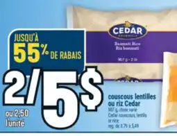 Marché Adonis COUSCOUS LENTILLES OU RIZ CEDAR | CEDAR COUSCOUS, LENTILS OR RICE offer