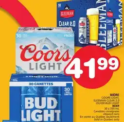 Marches Tradition COORS LIGHT, SLEEMAN CLEAR 2.0 OR BUD LIGHT BEER offer