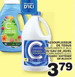 Marches Tradition COMPLIMENTS (2,4 L) FABRIC SOFTENER OR BLEACH (1,36 L) offer