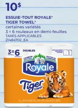 Provigo ESSUIE-TOUT ROYALE TIGER TOWEL , 3 = 6 ROULEAUX EN DEMI-FEUILLES offer