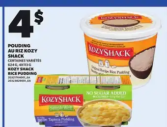 Provigo KOZY SHACK RICE PUDDING, 624 G, 4X113 G offer