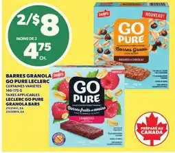 Provigo LECLERC GO PURE GRANOLA BARS, 140-175 G offer