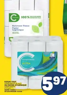 Marché Bonichoix COMPLIMENTS PAPER TOWELS OR BATHROOM TISSUE offer