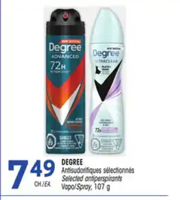 Uniprix DEGREE Antisudorifiques sélectionnés/ Selected antiperspirants Vapo/Spray offer