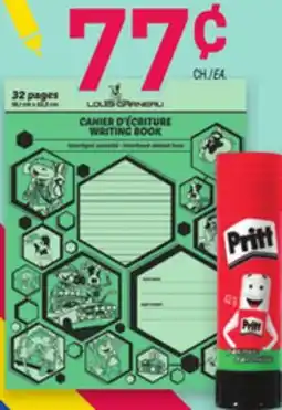 Uniprix LOUIS GARNEAU Cahier d'écriture/Writing book PRITT Bâton de colle/Glue stick offer