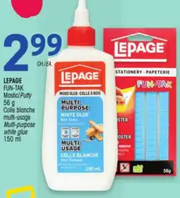 Uniprix LEPAGE FUN-TAK Mastic/Putty 56 g Colle blanche multi-usage /Multi-purpose white glue offer