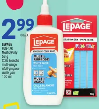 Uniprix LEPAGE FUN-TAK Mastic/Putty 56 g Colle blanche multi-usage /Multi-purpose white glue offer