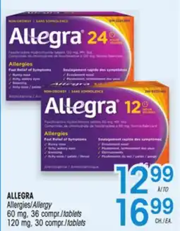 Uniprix ALLEGRA Allergies/Allergy 60 mg, 36 compr./tablets 120 mg, 30 compr./tablets offer