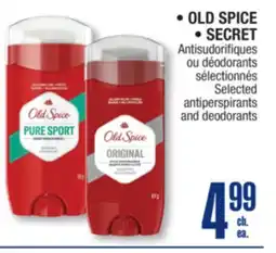 Jean Coutu OLD SPICE, SECRET Selected antiperspirants and deodorants offer