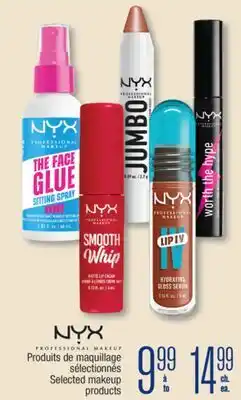 Jean Coutu NYX Selected makeup products offer