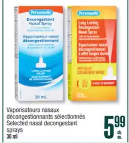 Jean Coutu PERSONNELLE Selected nasal decongestant sprays offer