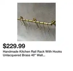 Wayfair Handmade Kitchen Rail Rack With Hooks Unlacquered Brass 40 Wall Mounted Storage Organizer Pot Rack offer