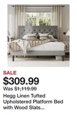 Wayfair Hegg Linen Tufted Upholstered Platform Bed with Wood Slats Headboard Included offer
