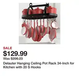 Wayfair Delauter Hanging Ceiling Pot Rack 34-Inch for Kitchen with 20 S Hooks offer