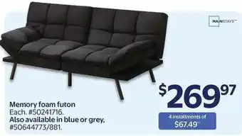 Walmart Mainstays memory foam futon offer